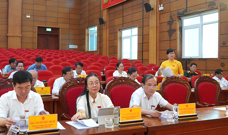 Các đại biểu HĐND thành phố phát biểu, đóng góp ý kiến.