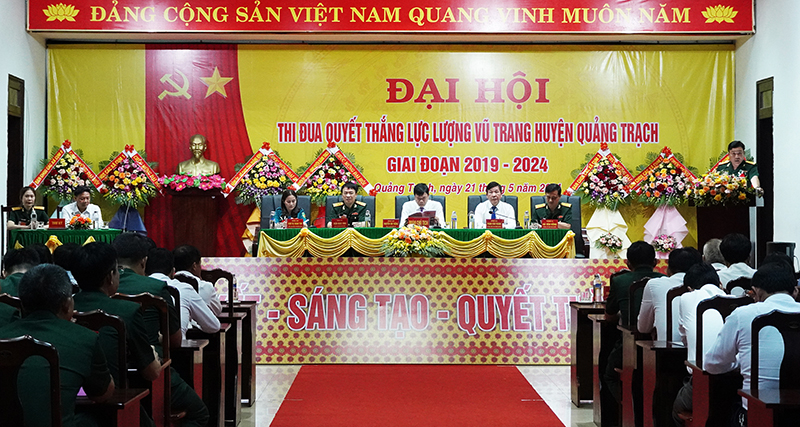 Toàn cảnh đại hội thi đua Quyết thắng LLVT huyện Quảng Trạch giai đoạn 2019-2024.