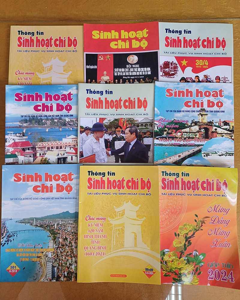 Tạp chí Sinh hoạt chi bộ (nay là Thông tin sinh hoạt chi bộ) đã hoạt động hơn 30 năm với hàng trăm số xuất bản và hàng triệu bản được in phát hành về cơ sở. Ảnh: N.Lưu