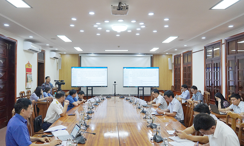 Quang cảnh hội nghị tại điểm cầu tỉnh Quảng Bình.