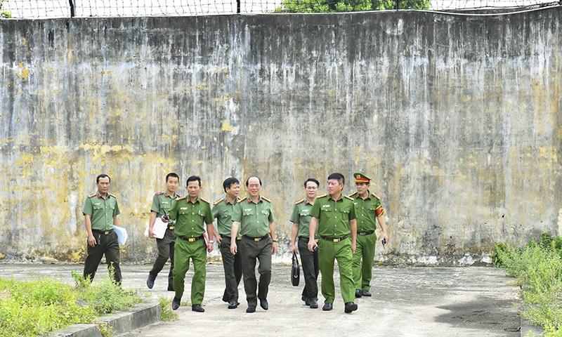Đoàn công tác Công an tỉnh kiểm tra công tác giam giữ, giáo dục cải tạo can phạm, phạm nhân tại Trại tạm giam, Công an tỉnh.