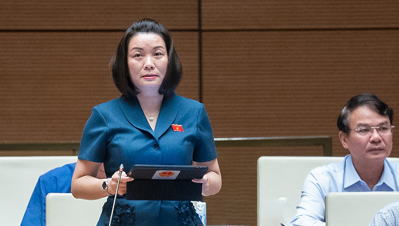  Phó trưởng đoàn chuyên trách Đoàn ĐBQH tỉnh Nguyễn Minh Tâm thảo luận về dự thảo Luật Phòng không nhân dân