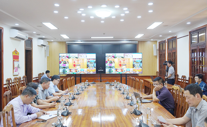 Quang cảnh hội nghị tại điểm cầu Quảng Bình.