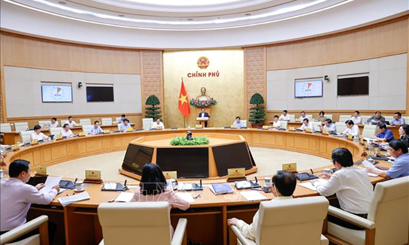 Sáng 13/6, tại Hà Nội, Thủ tướng Phạm Minh Chính chủ trì phiên họp Chính phủ chuyên đề về xây dựng pháp luật tháng 6/2024. Ảnh: Dương Giang/TTXVN