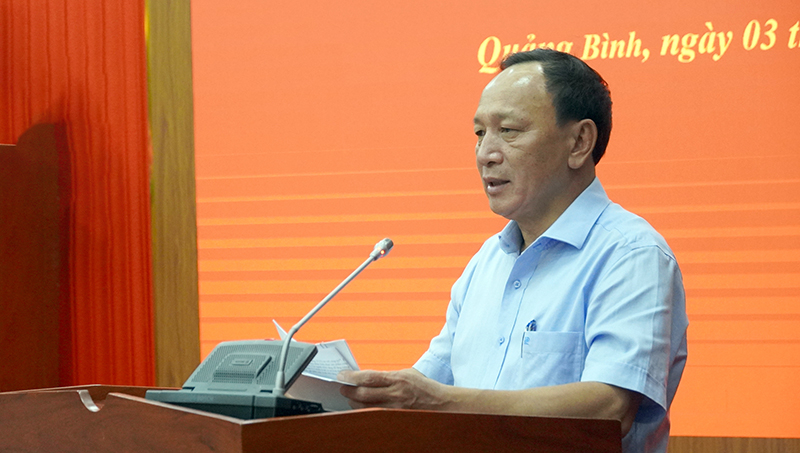 Đồng chí Phó Bí thư Thường trực Tỉnh ủy Trần Hải Châu trình bày báo cáo