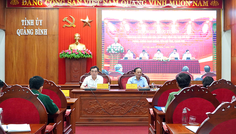 Quang cảnh hội nghị tại điểm cầu Quảng Bình