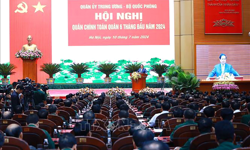 Hội nghị Quân chính toàn quân 6 tháng đầu năm 2024. Ảnh: Dương Giang/TTXVN