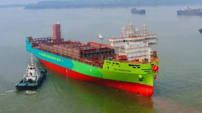 Tàu vận chuyển container Eco-Maestro. Ảnh: maritime-executive.com