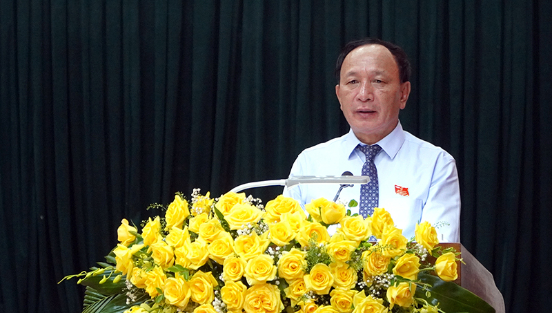 Đồng chí Trần Hải Châu, Phó Bí thư Thường trực Tỉnh ủy, Chủ tịch HĐND tỉnh phát biểu bế mạc kỳ họp