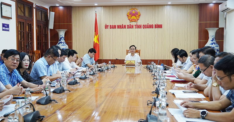 Quang cảnh hội nghị tại điểm cầu UBND tỉnh.