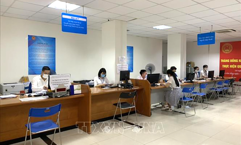 Hoạt động nghiệp vụ tại Cục Thuế Hà Nội. Ảnh: TTXVN phát