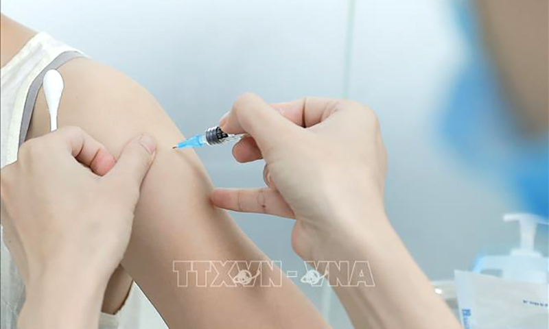 Nhân viên y tế tiêm vaccine phòng bệnh bạch hầu cho người dân tại Trung tâm tiêm chủng VNVC Hà Nội. Ảnh: Minh Quyết/TTXVN