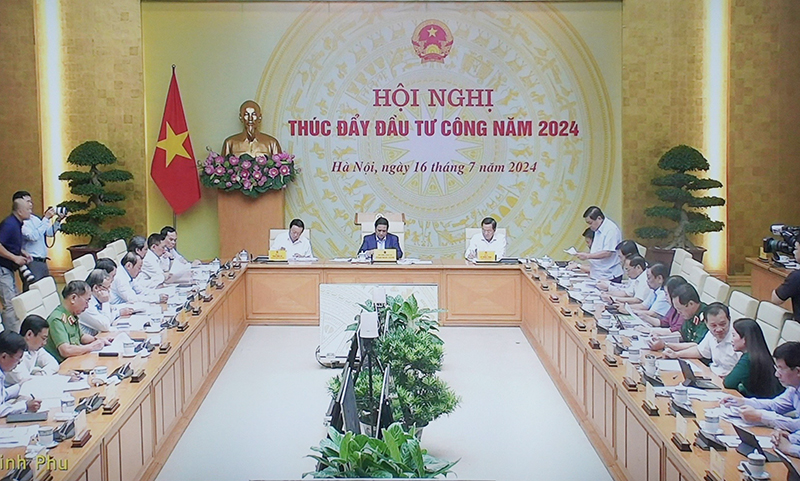 Quang cảnh hội nghị tại điểm cầu Chính phủ.