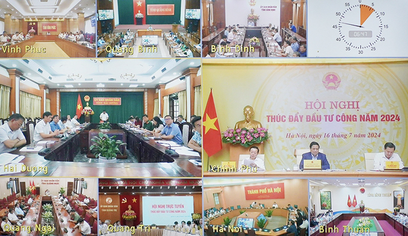 Các điểm cầu địa phương tham dự hội nghị.