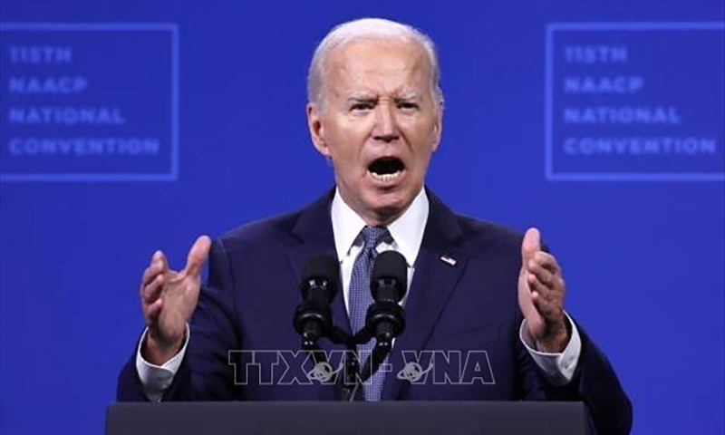 Tổng thống Mỹ Joe Biden phát biểu tại Las Vegas, Nevada, Mỹ, ngày 16/7/2024. Ảnh: Getty Images/TTXVN