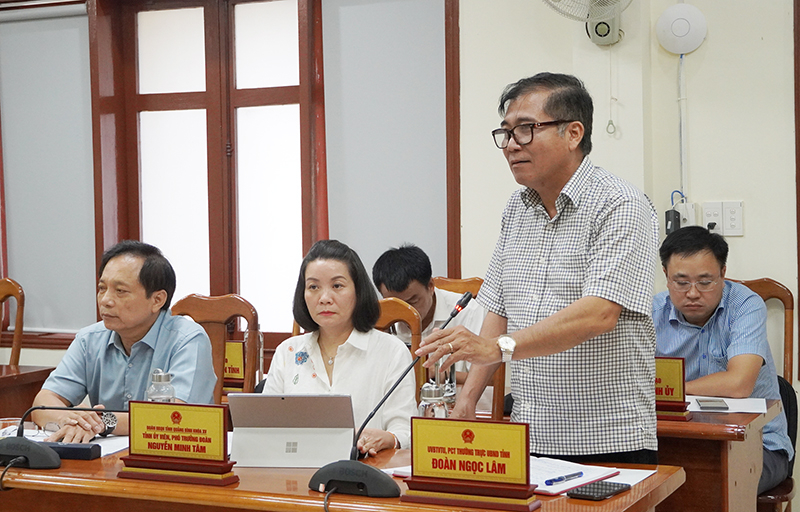 Đồng chí Phó Chủ tịch Thường trực UBND tỉnh Đoàn Ngọc Lâm phát biểu ý kiến tại hội nghị.