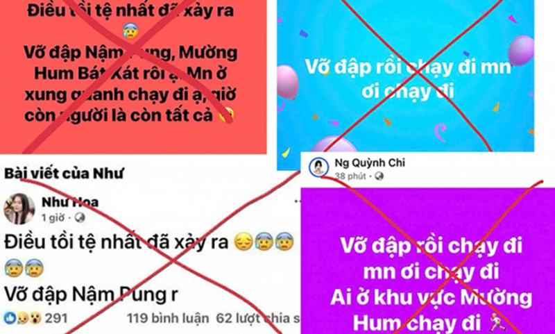 Một số trang fecebook đăng thông tin vỡ đập không đúng sự thật. 