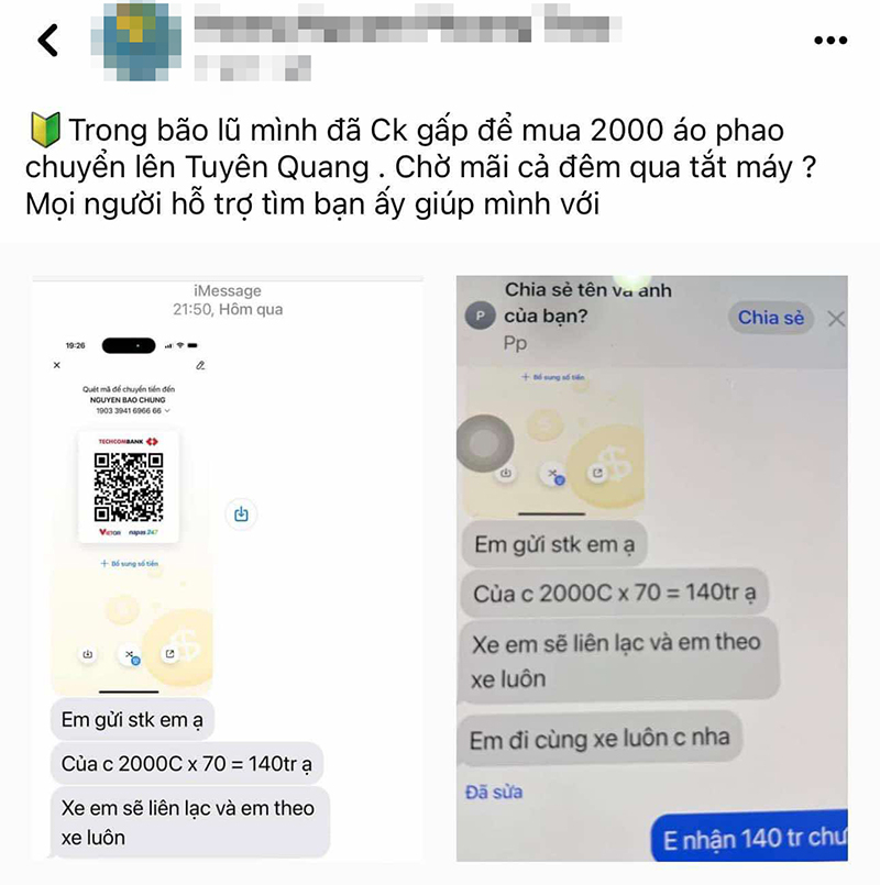 Một trường hợp lừa đảo qua mạng. (Ảnh chụp màn hình)