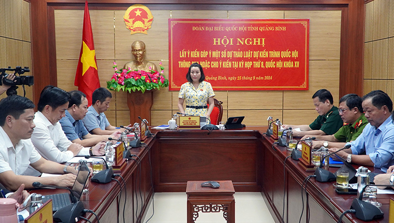 Đồng chí Phó trưởng đoàn chuyên trách Đoàn ĐBQH tỉnh Nguyễn Minh Tâm điều hành hội nghị