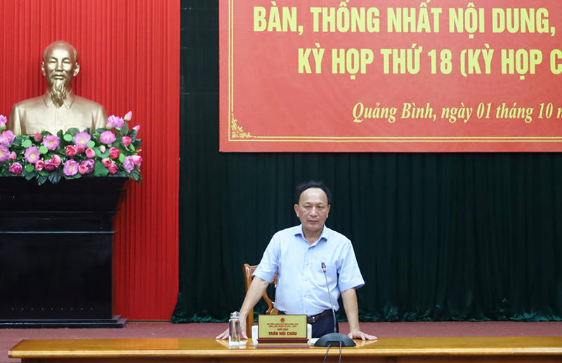 Đồng chí Phó Bí thư Thường trực Tỉnh ủy, Chủ tịch HĐND tỉnh Trần Hải Châu phát biểu kết luận hội nghị.