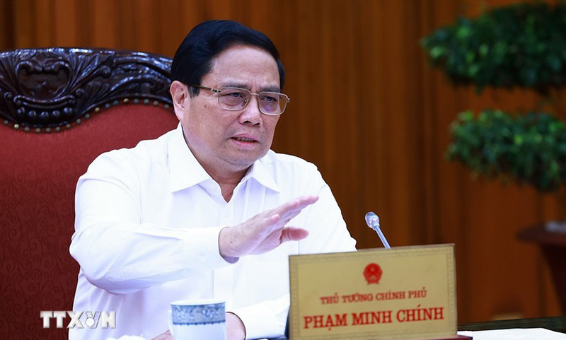 Thủ tướng Phạm Minh Chính chủ trì cuộc họp. (Ảnh: Dương Giang/TTXVN)