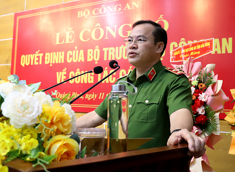 Trung tướng Nguyễn Văn Long, Thứ trưởng Bộ Công an phát biểu giao nhiệm vụ tại buổi lễ