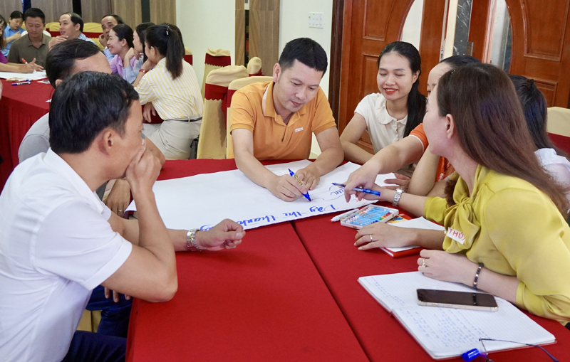 Các học viên thực hành làm việc nhóm.