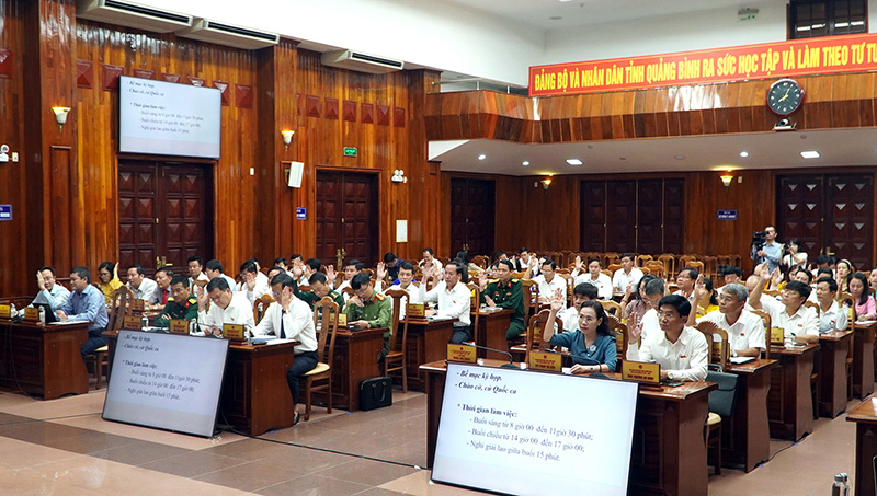 Đại biểu biểu quyết thông qua các nghị quyết