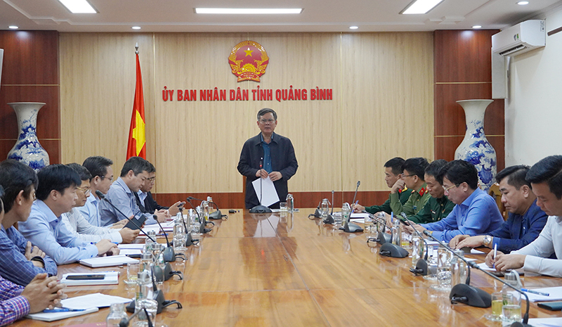 - Đồng chí Chủ tịch UBND tỉnh Trần Thắng phát biểu tại cuộc họp.