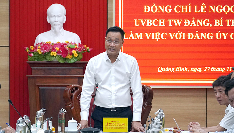 Đồng chí Bí thư Tỉnh ủy Lê Ngọc Quang kết luận buổi làm việc