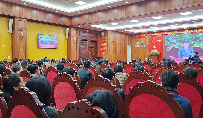 Toàn cảnh hội nghị tại điểm cầu Quảng Bình