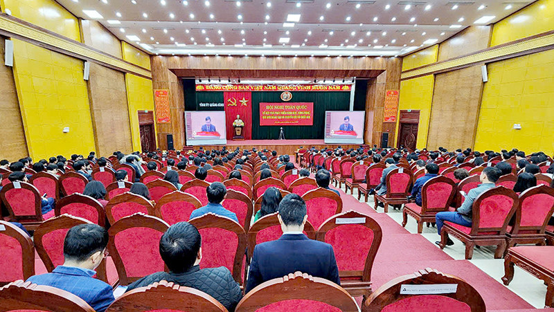 Quang cảnh hội nghị tại điểm cầu Quảng Bình