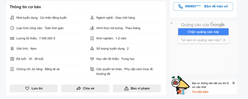 Đăng rõ ràng những thông tin cơ bản để ứng viên dễ dàng theo dõi.