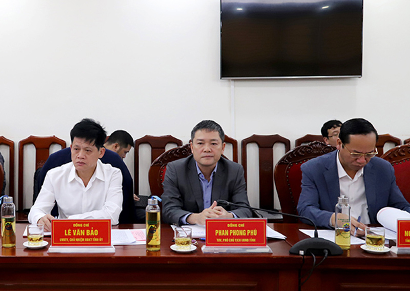Các đồng chí lãnh đạo tỉnh tại buổi làm việc.