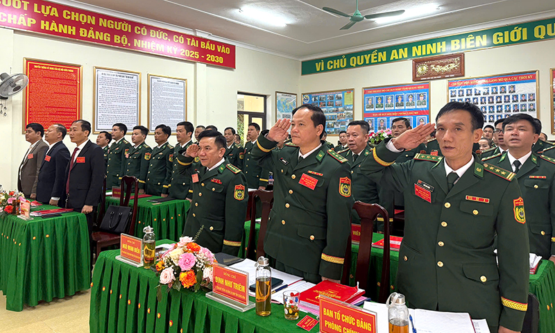 Các đại biểu thực hiện nghi lễ chào cờ.