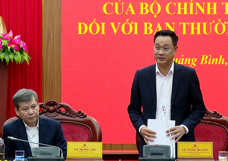 Đồng chí Bí thư Tỉnh ủy Lê Ngọc Quang phát biểu tại hội nghị.