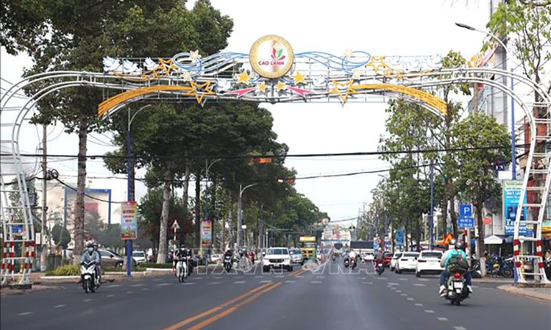 Thành phố Cao Lãnh sau khi sắp xếp dự kiến còn 3 phường Cao Lãnh, Mỹ Trà, Mỹ Ngãi. Ảnh: Hồng Đạt/TTXVN