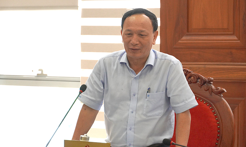 Đồng chí Phó Bí thư Thường trực Tỉnh ủy, Chủ tịch HĐND tỉnh, Phó Trưởng BCĐ Trần Hải Châu phát biểu tại phiên họp.