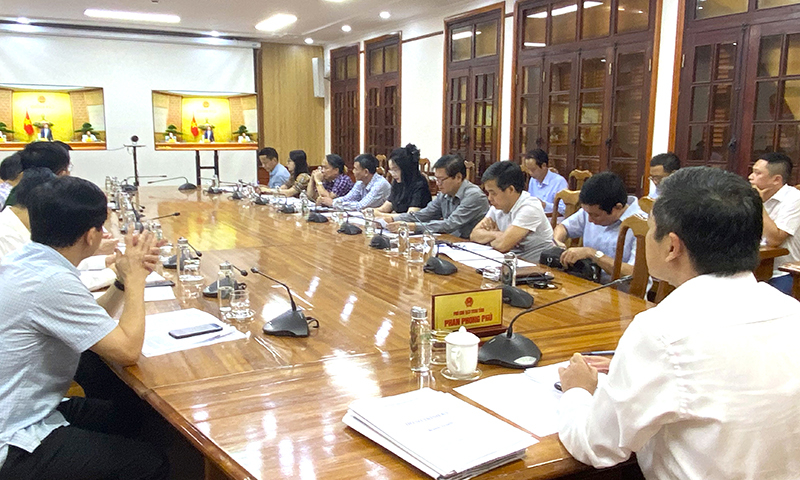 Quang cảnh hội nghị tại điểm cầu Quảng Bình.