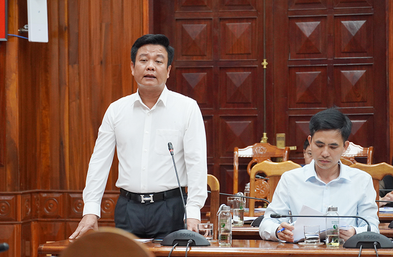 Lãnh đạo các sở, ngành báo cáo kết quả thẩm định.