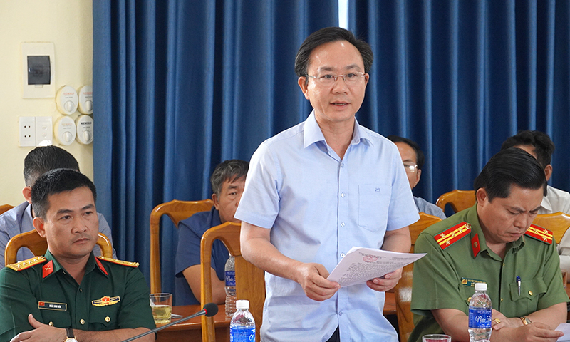 Đồng chí Hoàng Xuân Tân, Tỉnh ủy viên, Phó Chủ tịch UBND tỉnh phát biểu tại buổi làm việc.