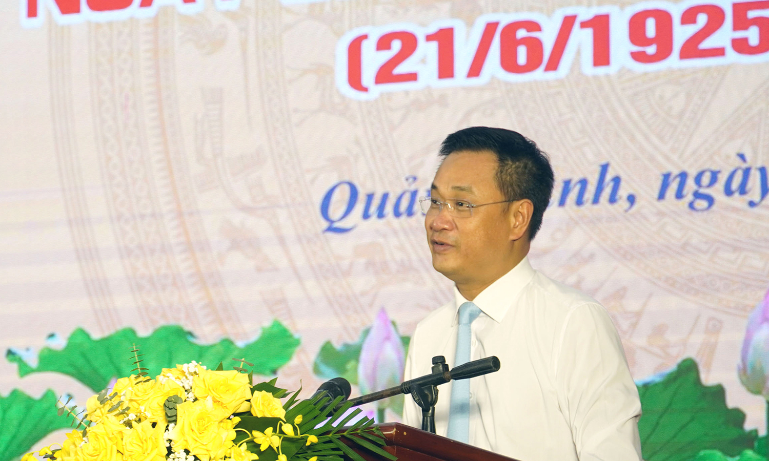 Đồng chí Bí thư Tỉnh ủy Lê Ngọc Quang phát biểu tại lễ kỷ niệm.