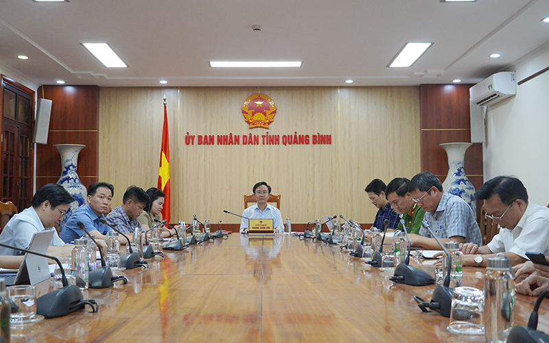 Đồng Phó Chủ tịch UBND tỉnh  Hoàng Xuân Tân chủ trì tại điểm cầu Quảng Bình.