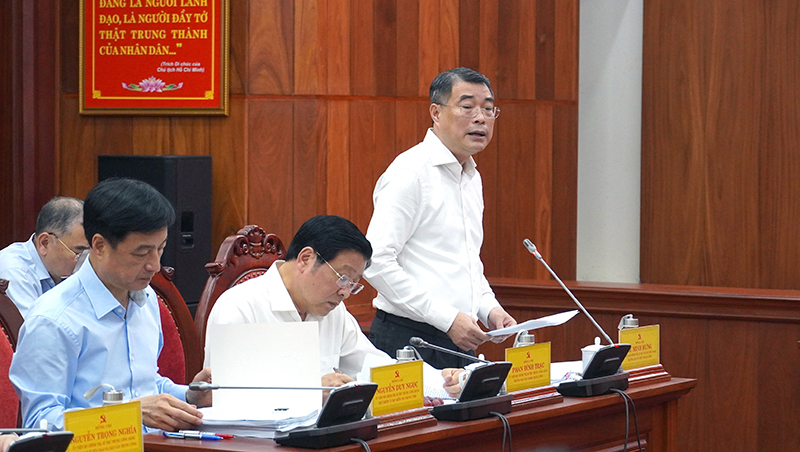 Đồng chí Lê Minh Hưng, Ủy viên Bộ Chính trị, Bí thư Trung ương Đảng, Trưởng ban Tổ chức Trung ương phát biểu tại buổi làm việc