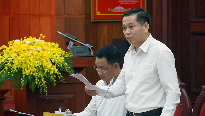 Đồng chí Bí thư Tỉnh ủy Quảng Trị Nguyễn Long Hải phát biểu tại buổi làm việc