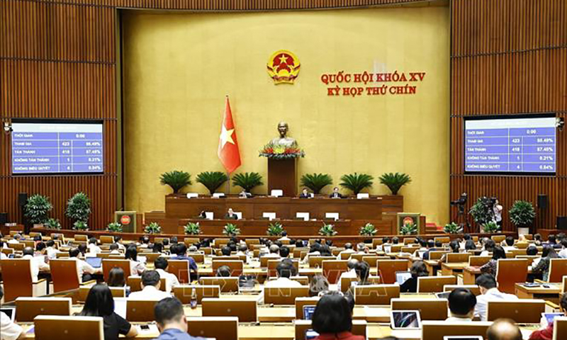 Quốc hội biểu quyết thông qua Luật Cán bộ, công chức (sửa đổi). Ảnh: Doãn Tấn/TTXVN