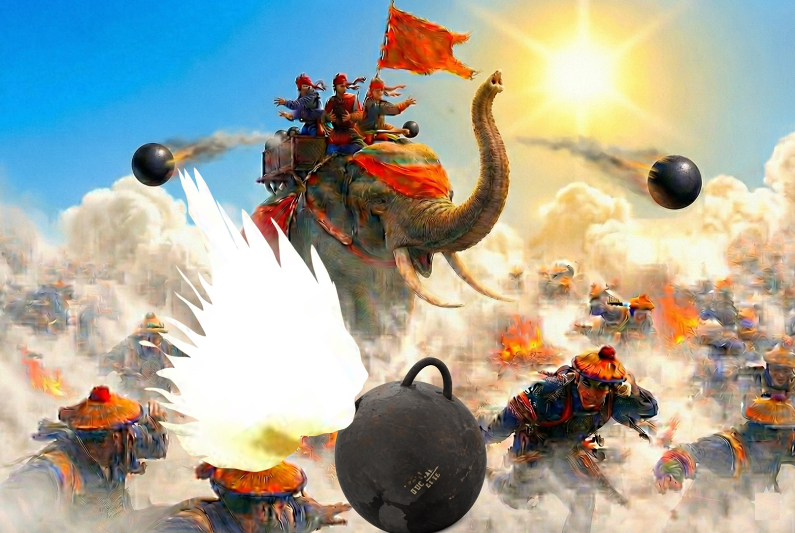 Hỏa lực từ thân voi phóng xuống. Ảnh: VĐT