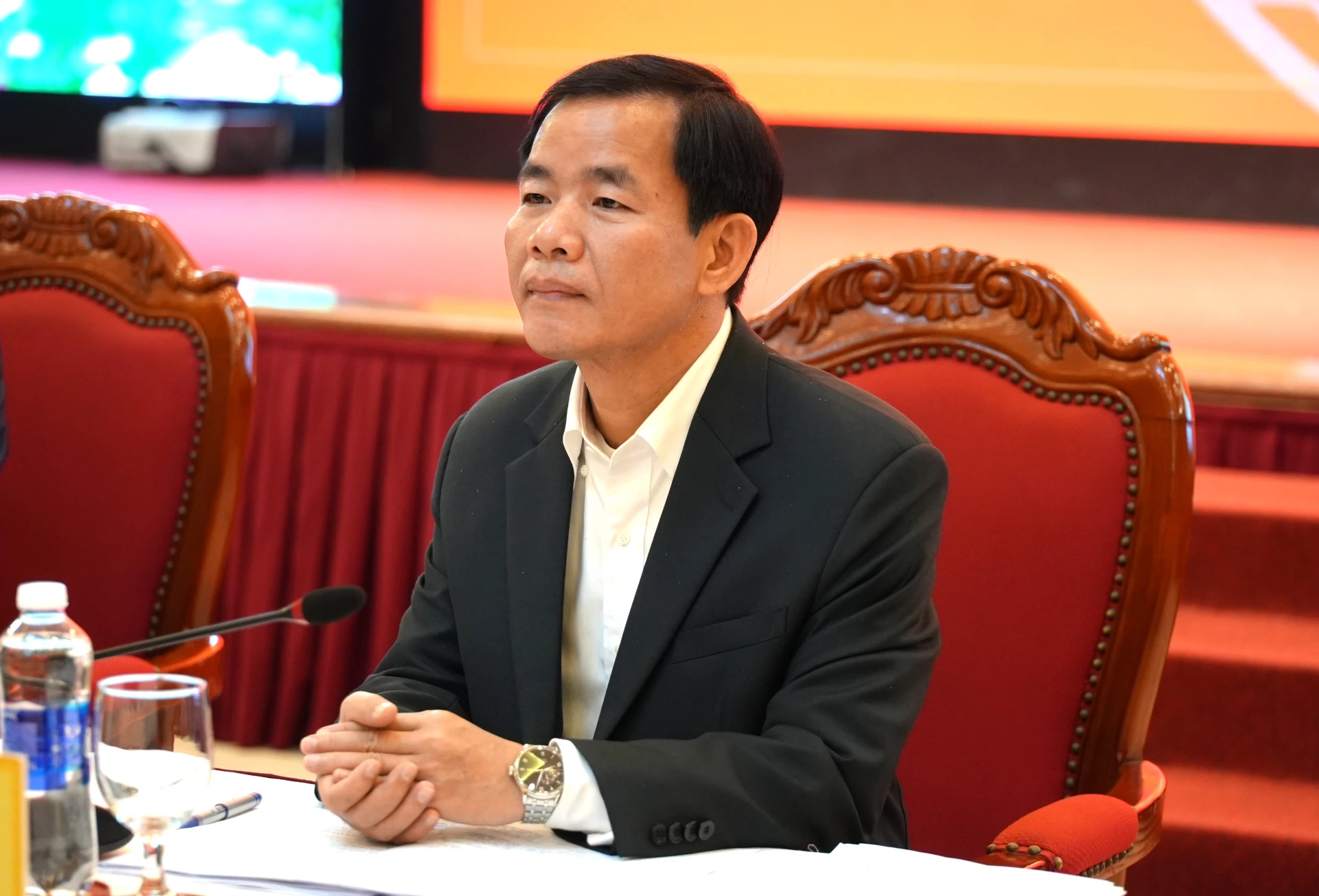 Đồng chí Nguyễn Văn Phương, Bí thư Tỉnh ủy Quảng Trị chủ trì buổi làm việc với Đoàn giám sát, kiểm tra - Ảnh: Trung Đức