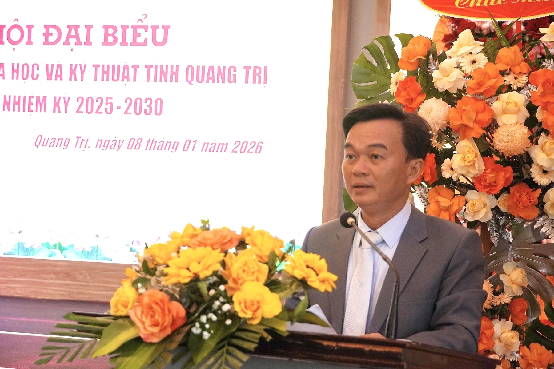 Đồng chí Nguyễn Chiến Thắng - Phó Bí thư Tỉnh ủy, Chủ tịch Ủy ban MTTQ Việt Nam tỉnh phát biểu chỉ đạo tại đại hội - Ảnh: NL