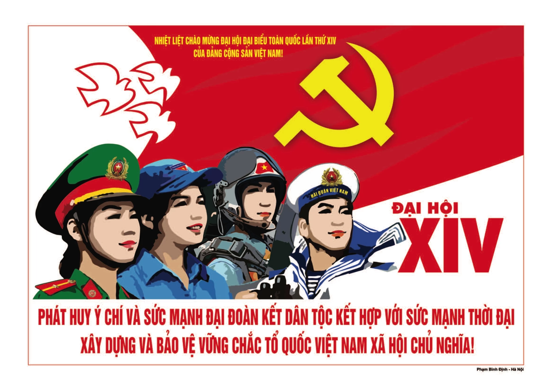 Tranh cổ động tuyên truyền Đại hội XIV của Đảng: PHẠM VĂN ĐỊNH- HÀ NỘI